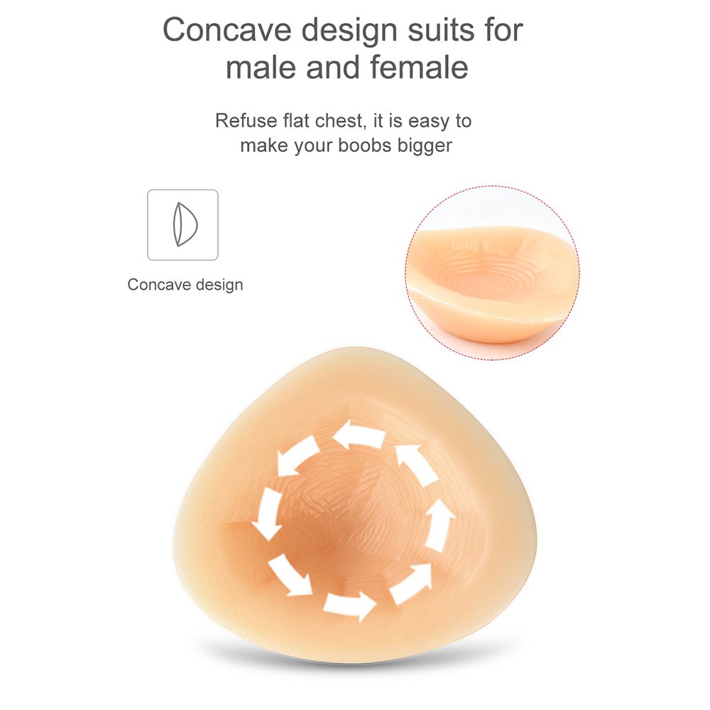One Piece Triangle Silicone Breast Forms Mastectomy Prosthesis Bra Enhancer Inserts Concave Bra Pads Artificial Breasts