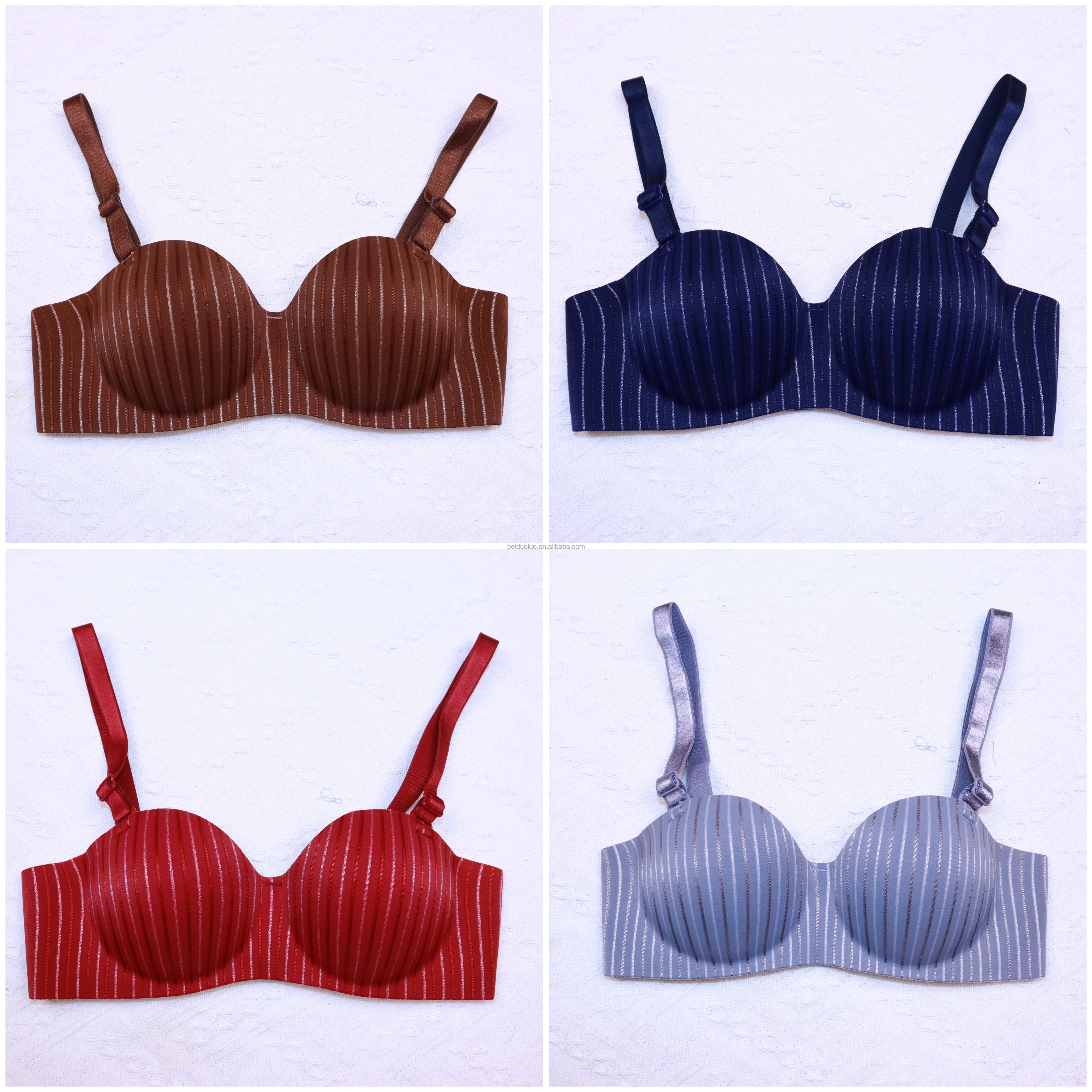 Small cup push-up adjusted-straps fashionable printed wire free One-piece bra for small breasts woman