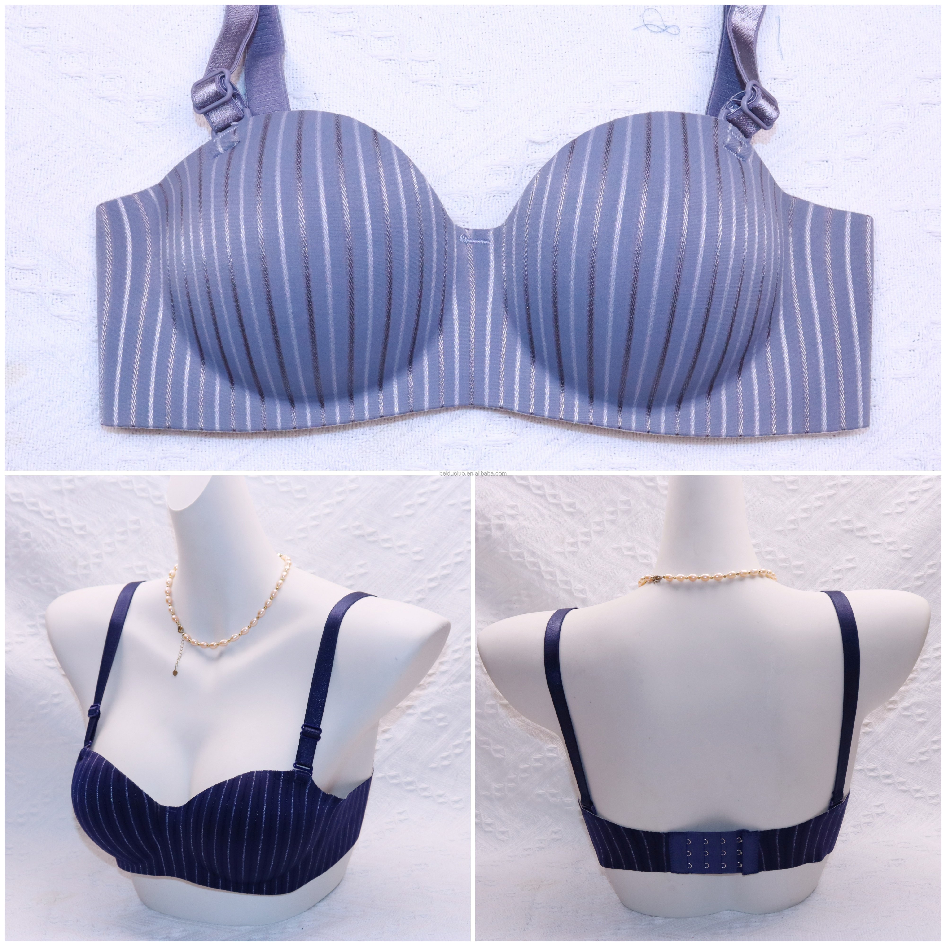 Small cup push-up adjusted-straps fashionable printed wire free One-piece bra for small breasts woman