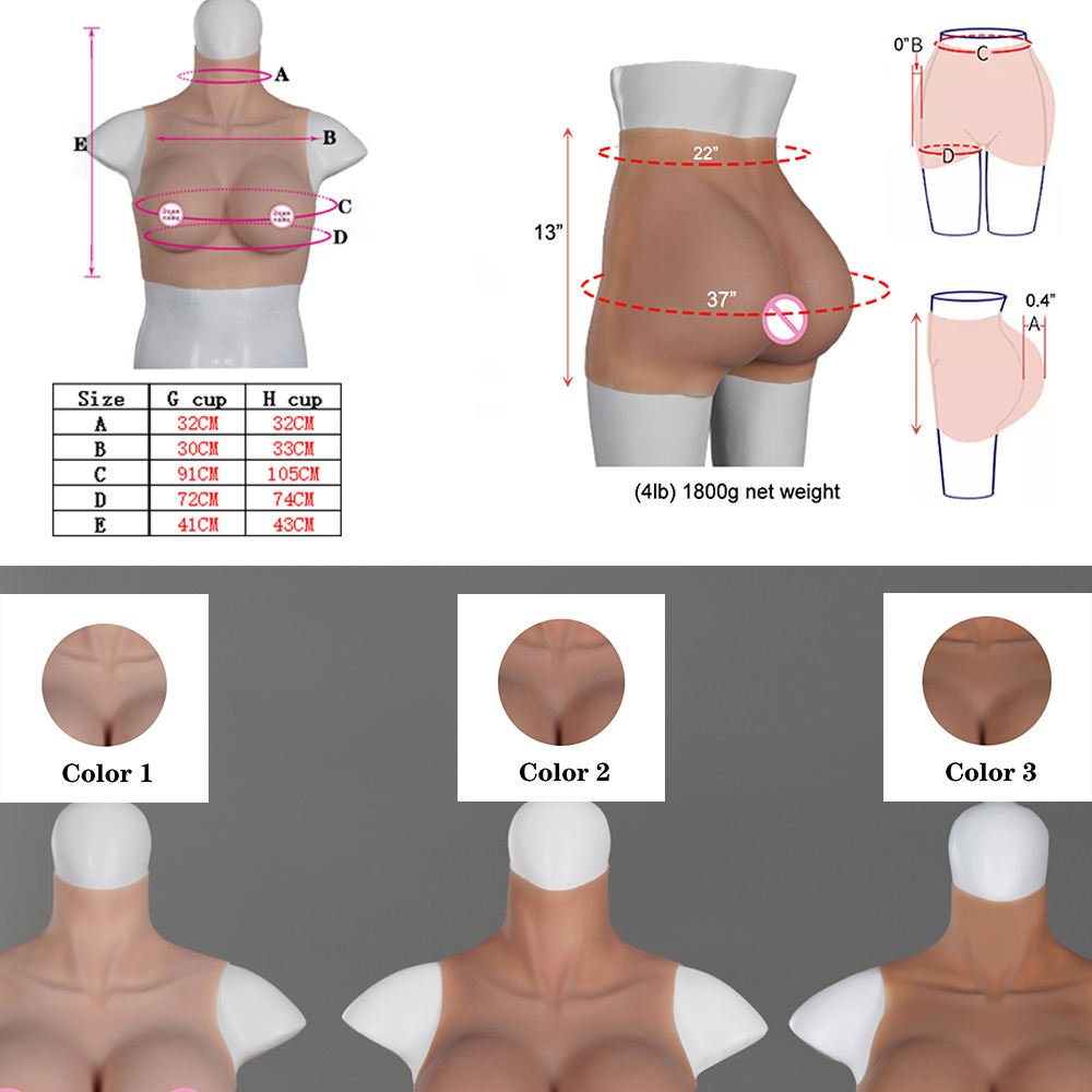 Realistic Silicone Enhancer Chest Artificial Breast Forms G H Cup Boobs Fake Vagina Pants Artificial Hips Vagina Cosplayer