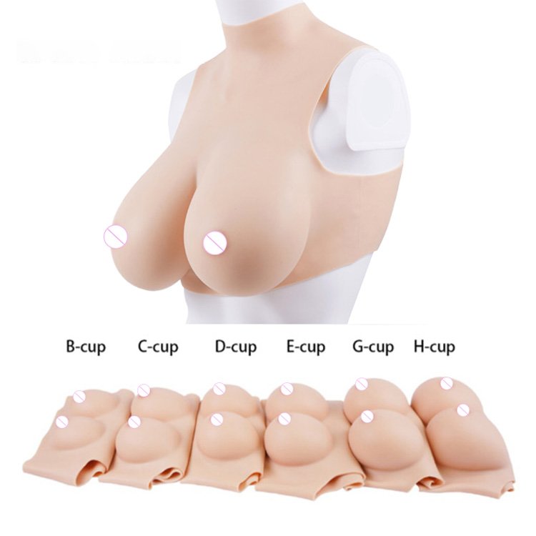 Soft Wear Cosplay Fake Boobs Realistic Silicone High Collar Neck Artificial Breast Form Silicone Boobs For Crossdresser