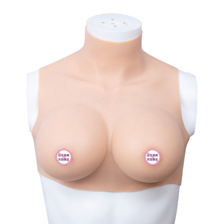 Soft Wear Cosplay Fake Boobs Realistic Silicone High Collar Neck Artificial Breast Form Silicone Boobs For Crossdresser