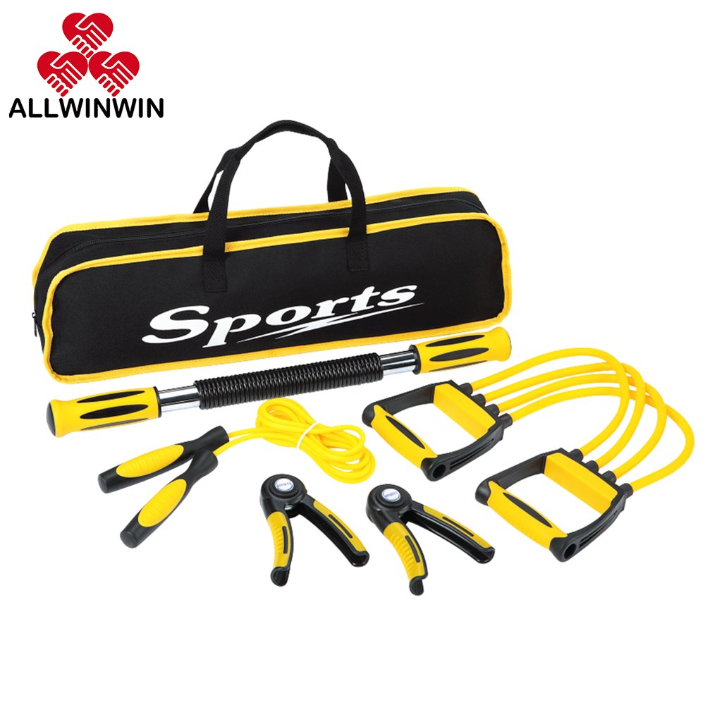 ALLWINWIN FTS05 Fitness Set - Resistance Tube Hand Grip Jump Rope Power Twister Carry Bag