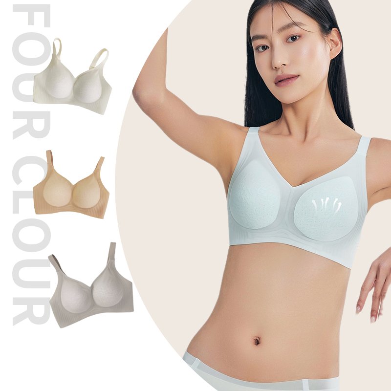 Ultra-Thin Summer Lace Decorated Women's Bra Seamless Underwire Mask with Rabbit Ears Push-Up for Big Breasts Small Sizes