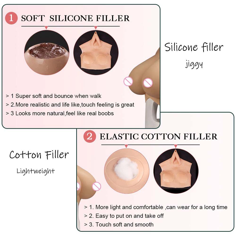 Lifelike Skin Tones Silicone Boobs Half Body Fake Breast Form Crossdresser Big Tits Vest For Transgender Shemale Ladyboy