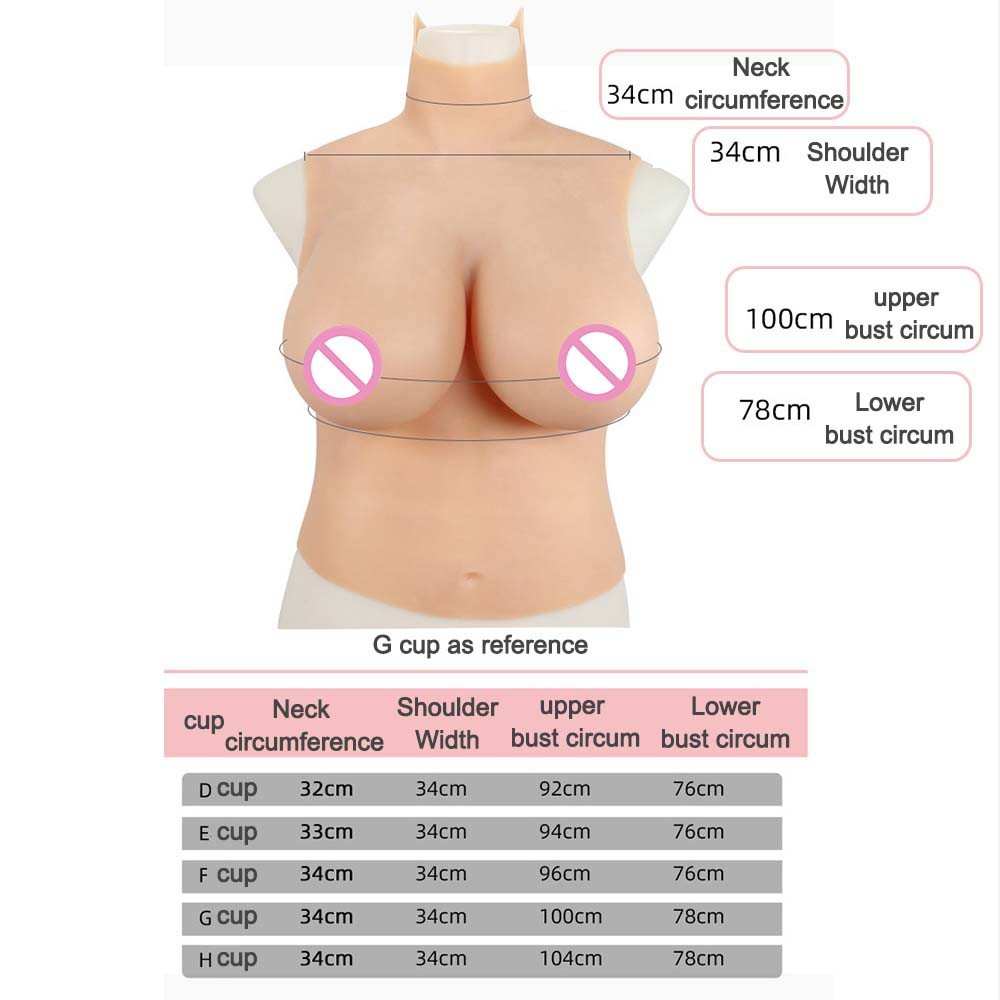 Lifelike Skin Tones Silicone Boobs Half Body Fake Breast Form Crossdresser Big Tits Vest For Transgender Shemale Ladyboy