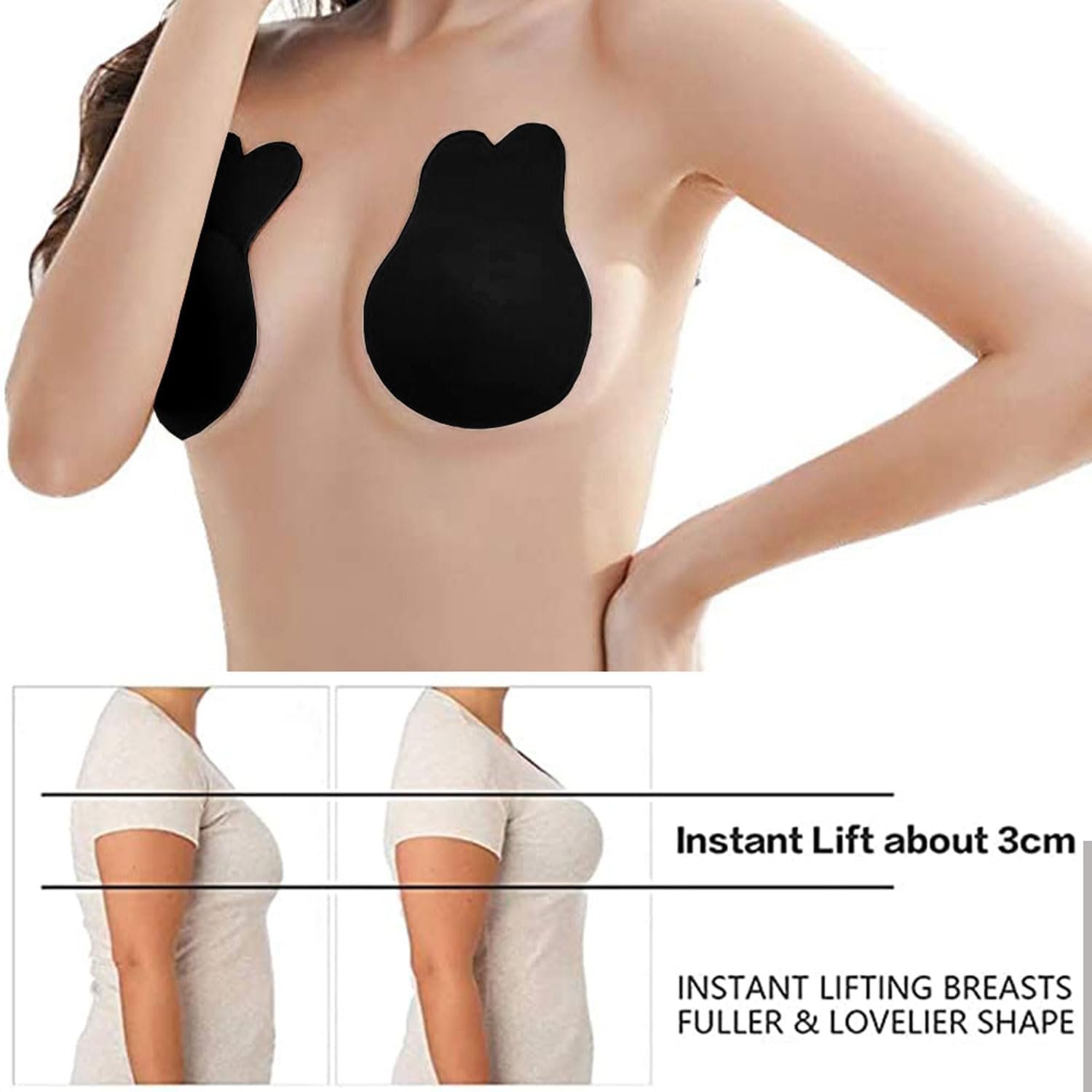 Sticky Backless Push up Strapless Reusable Invisible Bras for Womens Breast Lift Tape Nipple Covers