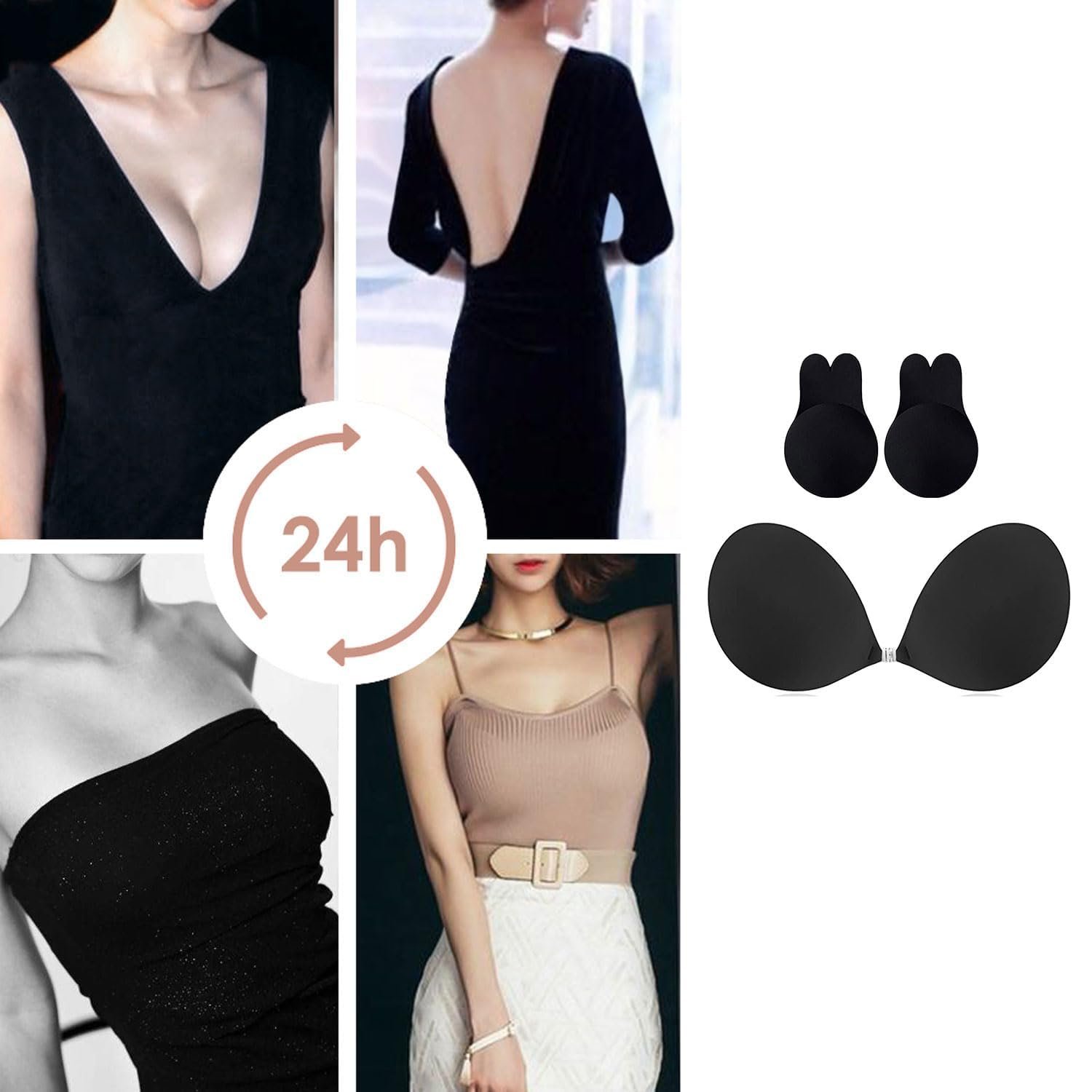 Sticky Backless Push up Strapless Reusable Invisible Bras for Womens Breast Lift Tape Nipple Covers