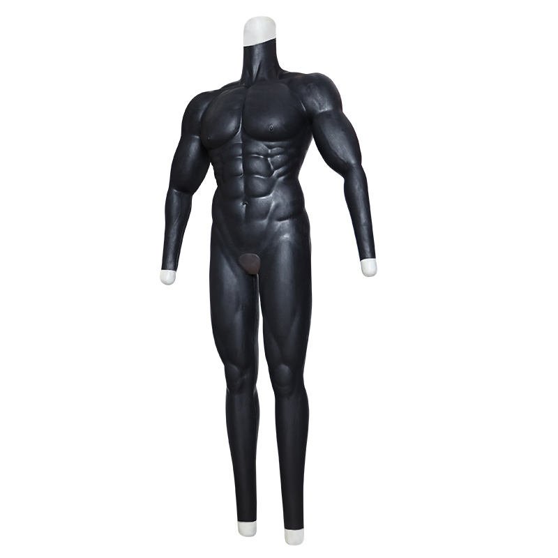 Dark Skin Tone Full body men's Silicone Muscle Suit Fake chest muscle Simulation For Cosplay Halloween Masquerade Disguise