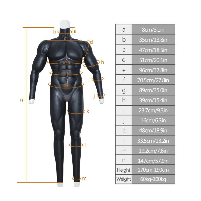 Dark Skin Tone Full body men's Silicone Muscle Suit Fake chest muscle Simulation For Cosplay Halloween Masquerade Disguise