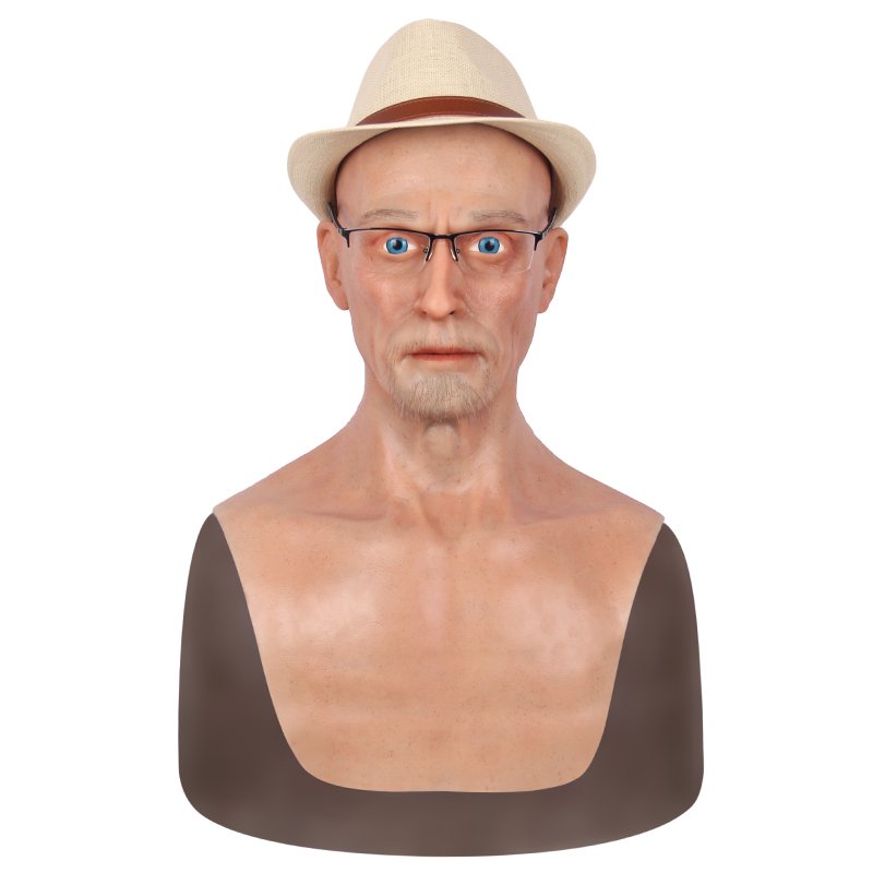 Realistic 100% silicone Mask Bald Old Man Face the halloween mask Cosplay Masks Props Funny Masque