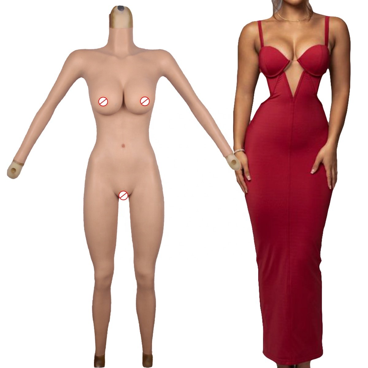 Female Realistic Breast Form Fake Butt Bodysuit Crossdressing Artificial Vagina Costumes Full body Silicone Suit Drag Queen