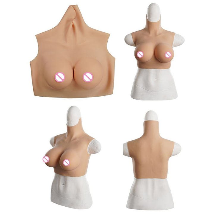 Realistic Silicone High Collar Neck Artificial Breast Form For Cosplay Shemale Transgender Drag Queen Crossdresser