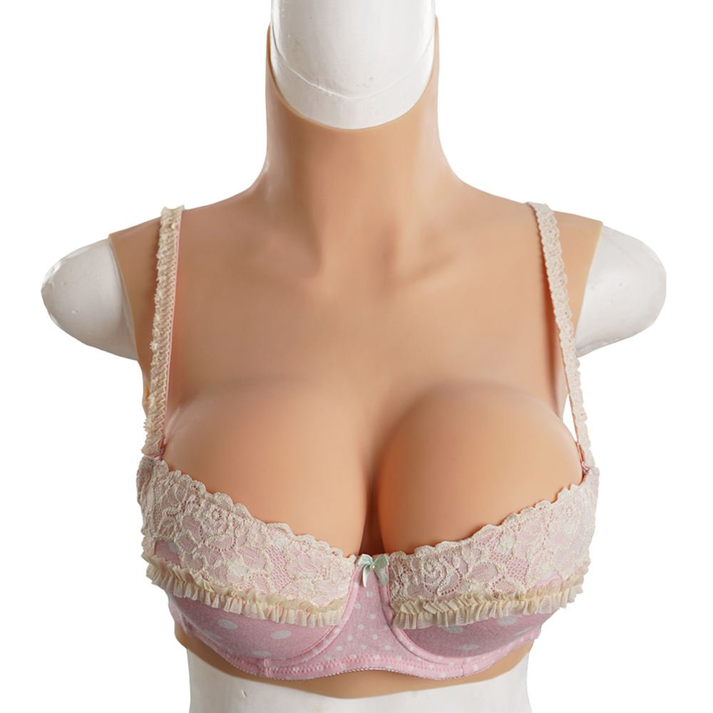 Realistic Silicone High Collar Neck Artificial Breast Form For Cosplay Shemale Transgender Drag Queen Crossdresser