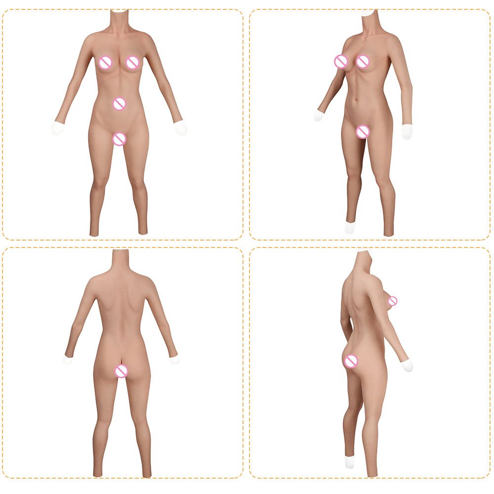 E cup Cosplay Realistic Silicone Body Suit with big breast forms Female False Pussy For Cosplayer Male to Female Transvestite