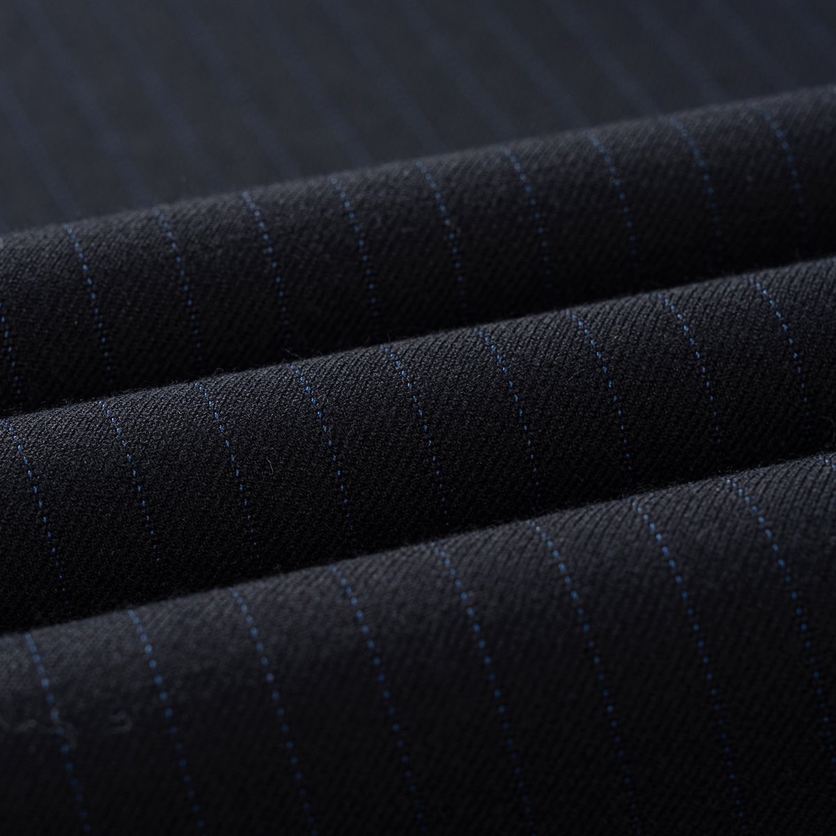 Men's Navy blue Two-Button 3-Piece Narrow Stripe Single Breasted Business Style with V-Neck Collar Closure Bridegroom Suit 9103