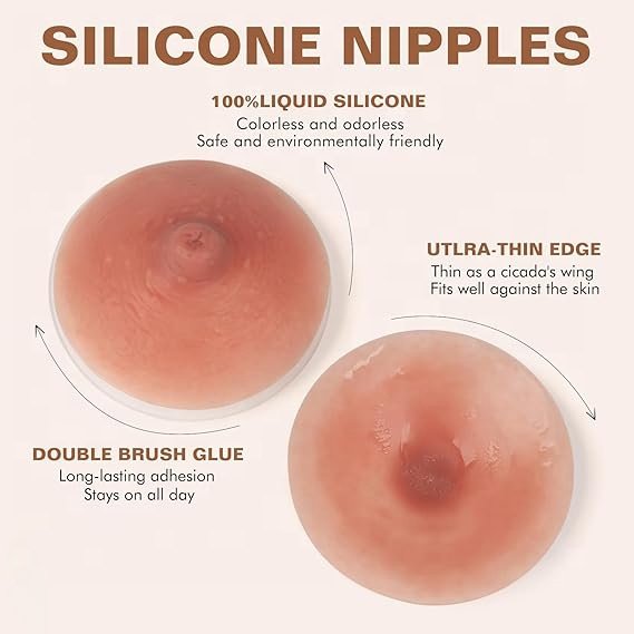 8CM Self-Suction Silicone Nipple Covers with Realistic Nipples for Breast Forms Crossdresser