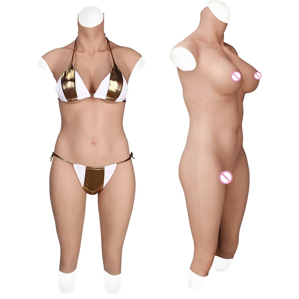 URCHOICE Men to woman drag queen CD TD silicone full bodysuit crossdresser drag queen bodysuit fake boob cheap breast forms