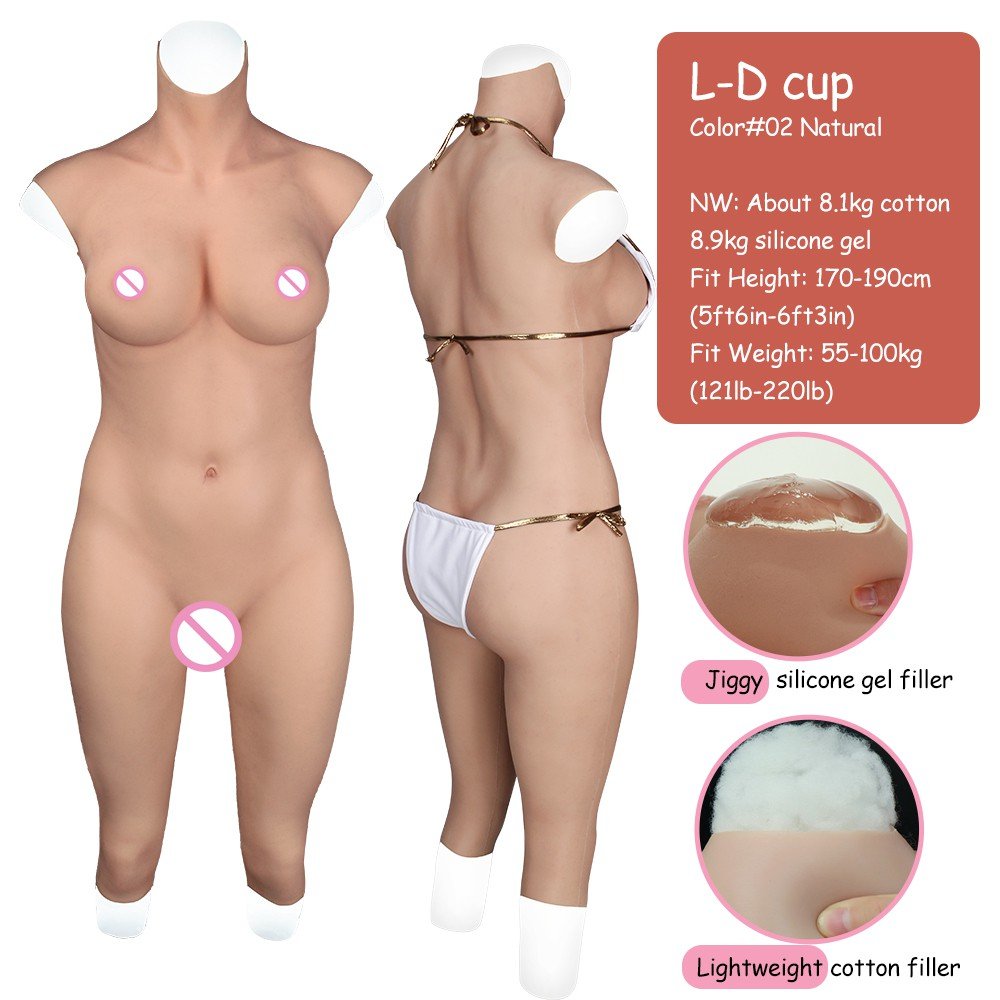URCHOICE Men to woman drag queen CD TD silicone full bodysuit crossdresser drag queen bodysuit fake boob cheap breast forms