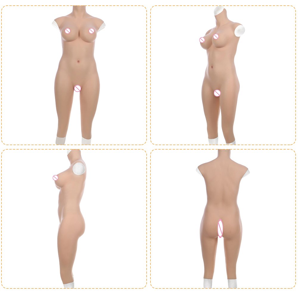 URCHOICE Men to woman drag queen CD TD silicone full bodysuit crossdresser drag queen bodysuit fake boob cheap breast forms