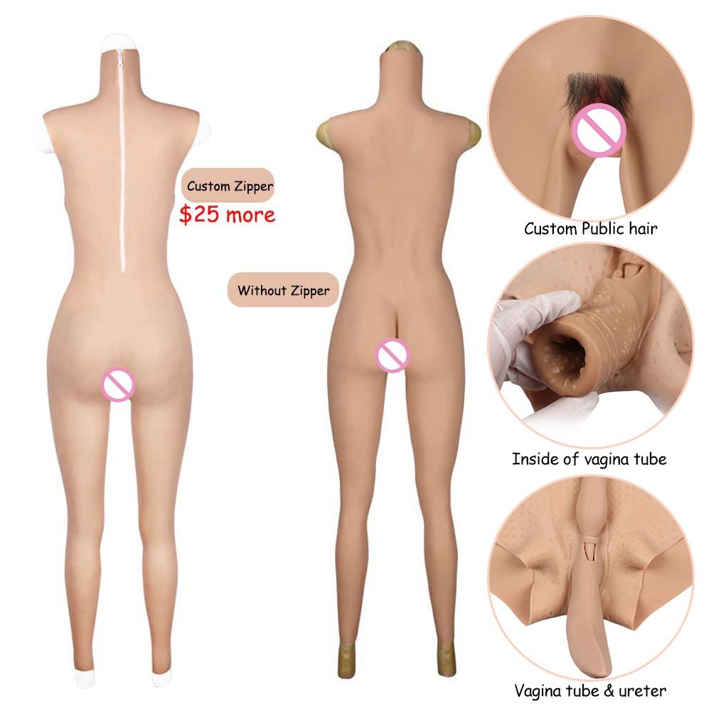 URCHOICE Men to woman drag queen CD TD silicone full bodysuit crossdresser drag queen bodysuit fake boob cheap breast forms