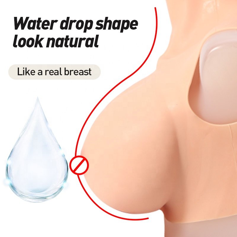 High Collar Silicone Fake Breast B Cup Realistic Fake Boobs Silicone Breastplate For Crossdresser Drag Queen Cosplay Transgender