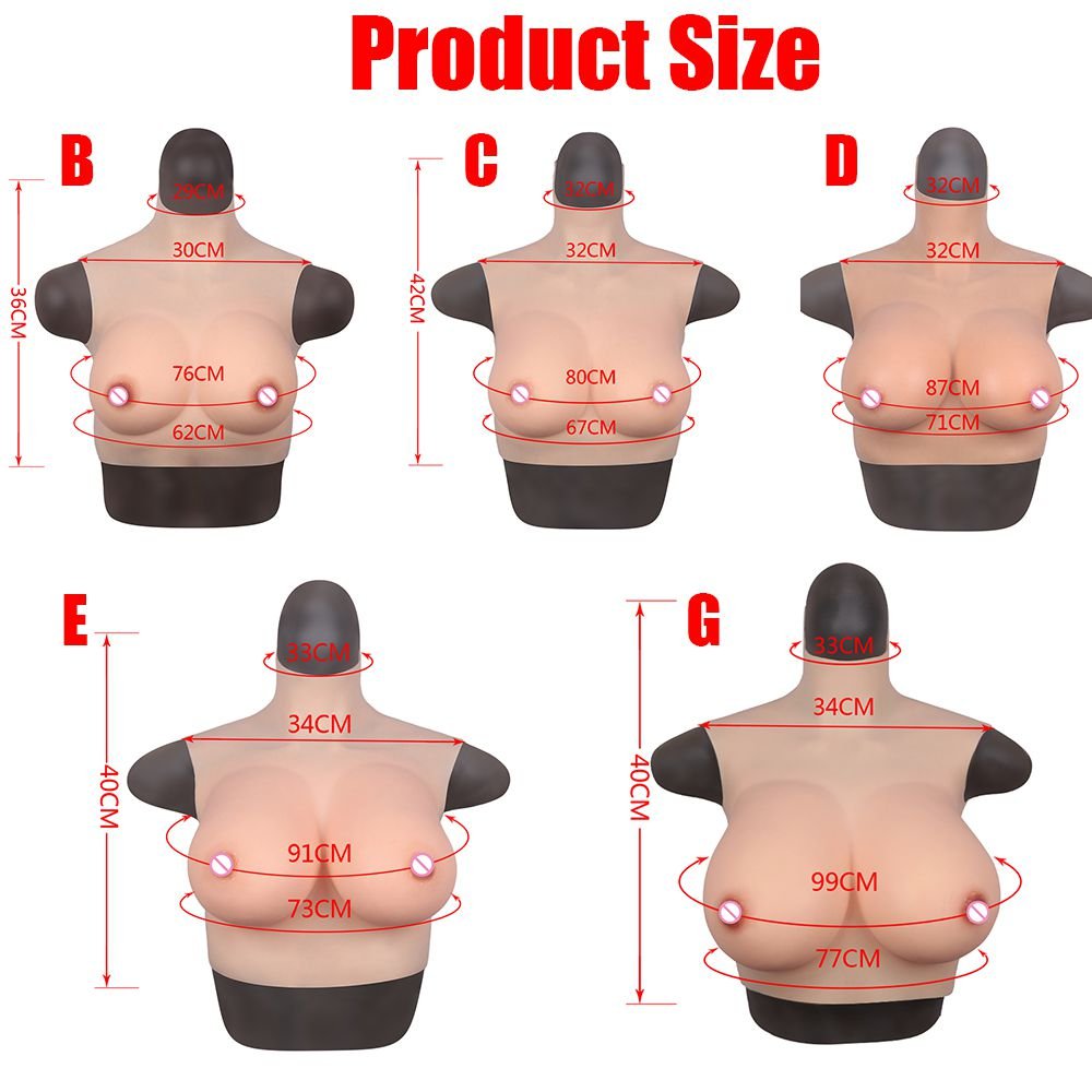 URCHOICE Crossdresser transgender CD TD silicone false breast form prosthesis silk cotton fake sponge breast cup A B C D E G