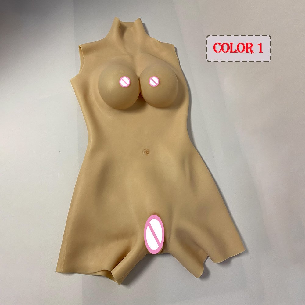 URCHOICE Crossdresser C/D/E CUP Cotton breast forms Male To Female Fake Boobs silicone bodysuit For Transgender Shemale