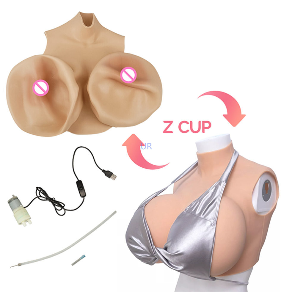 DIY S/Z/ZZ/ZZZ Cup Inflatable Silicone Filling Breast Forms False Artificial Boobs for Cosplayer Crossdresser LGBTQ Transgender