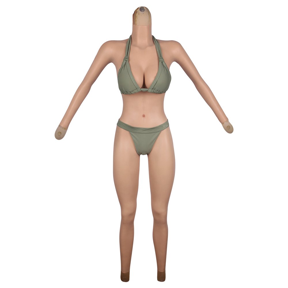 Eta Cheap Sales Silicone big tits fake vagina suit Breast Form With Arm sissy Elastic silicone full body suit for transvestite