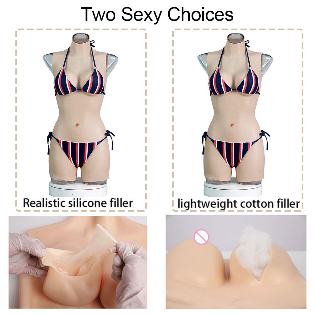 Crossdressing Silicone Fake Vagina Body Suit Boobs Breast Forms Bodysuit Male-Female For Shemale Drag Queen Party Ladyboy