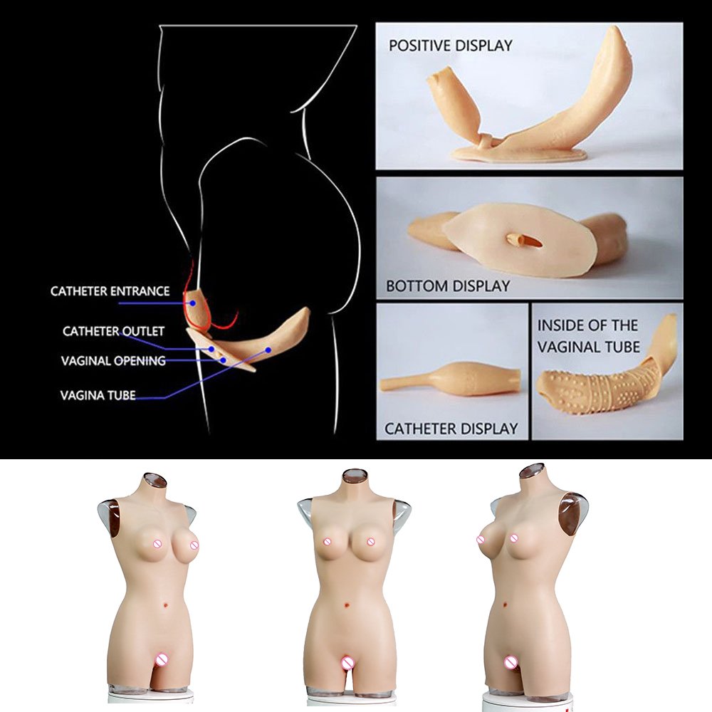 Crossdressing Silicone Fake Vagina Body Suit Boobs Breast Forms Bodysuit Male-Female For Shemale Drag Queen Party Ladyboy