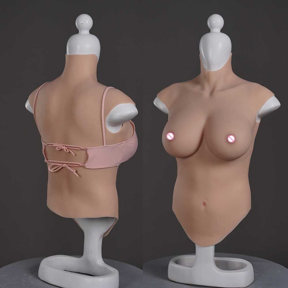 URCHOICE Silicone Half Body Breast Plate Transgender Fake Boobs Shemale False Bosom Chest Sissy Man Huge E Cup Tits Silicon