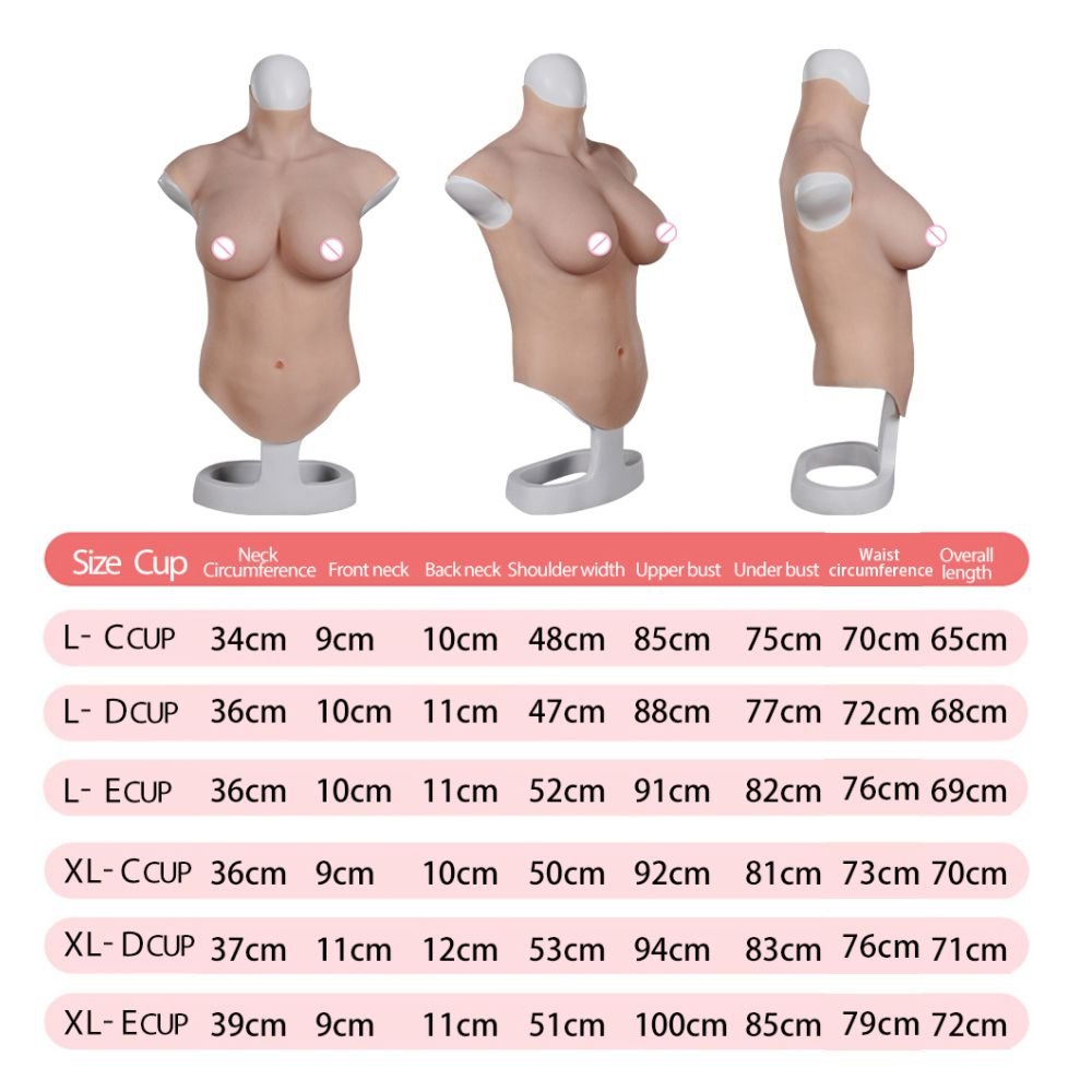 URCHOICE Silicone Half Body Breast Plate Transgender Fake Boobs Shemale False Bosom Chest Sissy Man Huge E Cup Tits Silicon