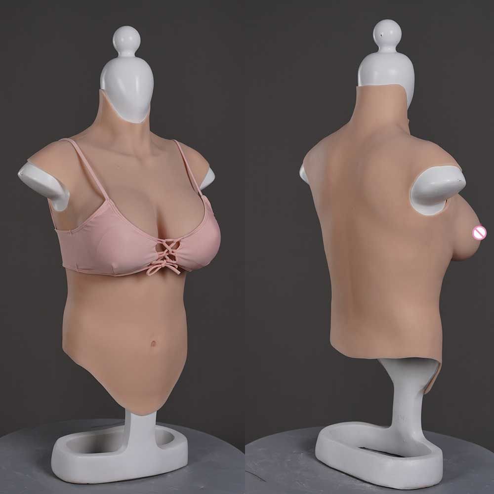 URCHOICE Silicone Half Body Breast Plate Transgender Fake Boobs Shemale False Bosom Chest Sissy Man Huge E Cup Tits Silicon