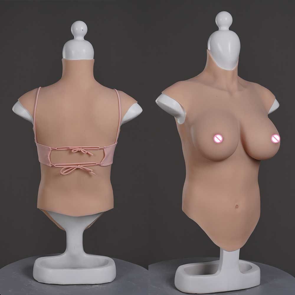 URCHOICE Silicone Half Body Breast Plate Transgender Fake Boobs Shemale False Bosom Chest Sissy Man Huge E Cup Tits Silicon