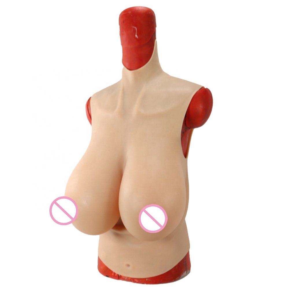 High Collar Huge Breast Silica Gel K Cup Silicone Breast Forms Breastplate Fake Boobs For Transgender DragQueen Crossdressers