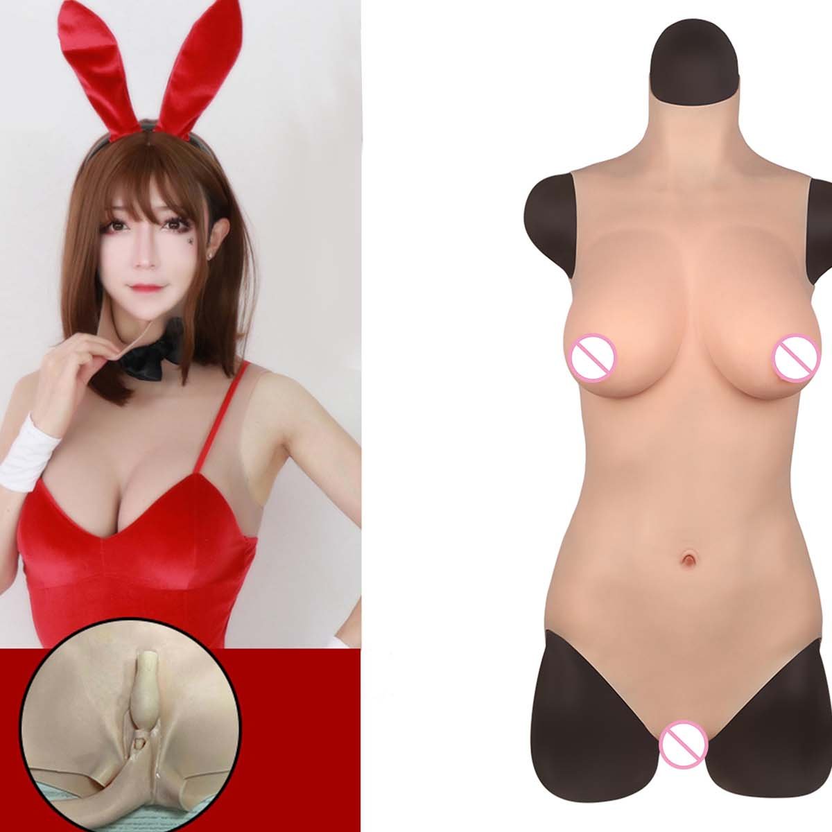 Breast Forms Silicone Bodysuit Breast Plate Drag Queen Vagina For Transgender Men Crossdressers