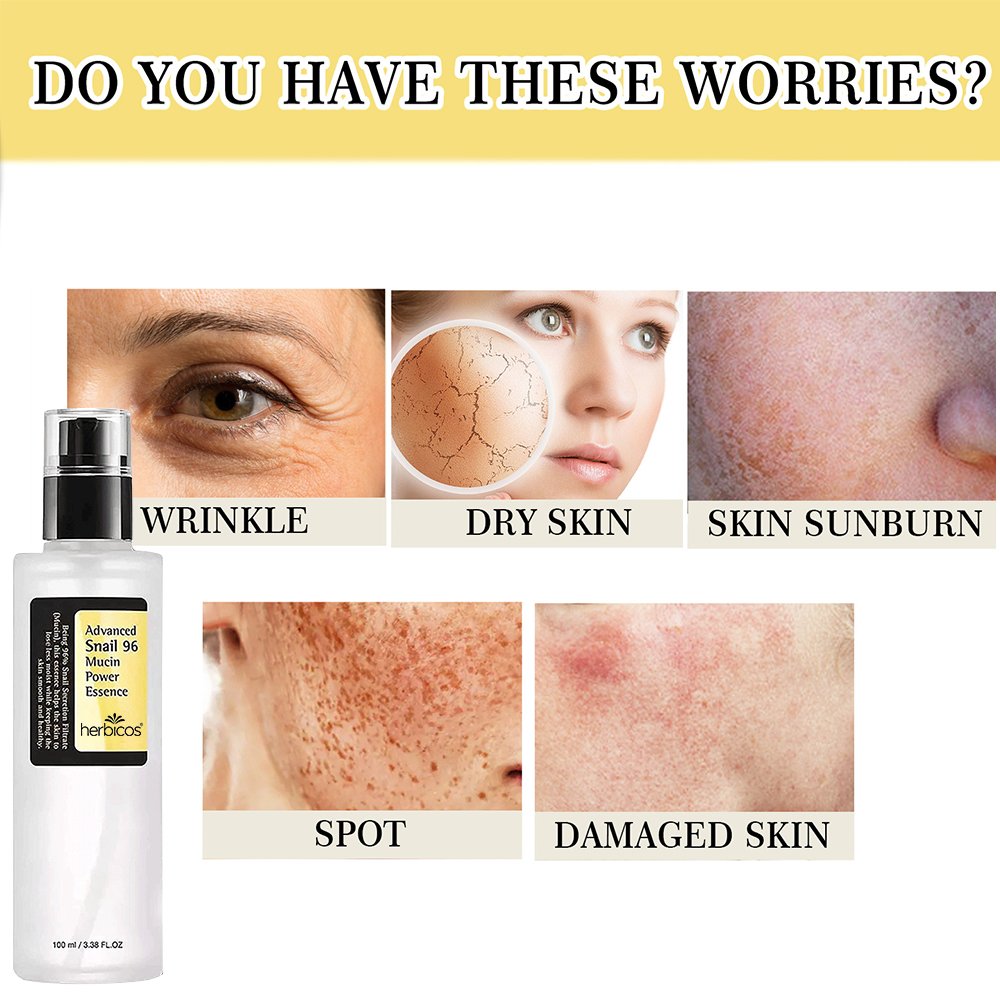 Herbicos Factory Price Advanced Snail 92 96 Mucin Power Essence 100ml Face Anti-Aging Skin Care Snail Essence