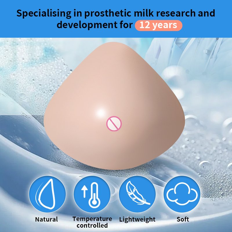 3D Pearl Nano Temperature Controlled Prosthetic Breast Form Safe Light Weight Silicone Breast Form Triangle Prosthesis Bra Pad