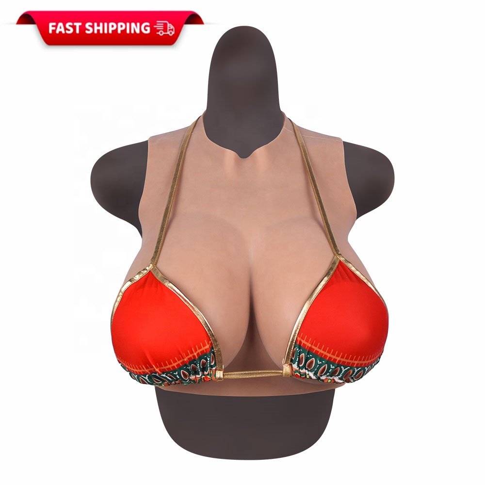 Fast shipping Realistic Breast Form Cotton Round Neck Hollow Drag Queen Sissy Fake Boobs Transgender Cosplay Fake Breast Forms