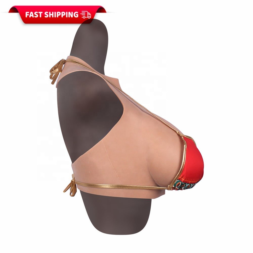Fast shipping Realistic Breast Form Cotton Round Neck Hollow Drag Queen Sissy Fake Boobs Transgender Cosplay Fake Breast Forms