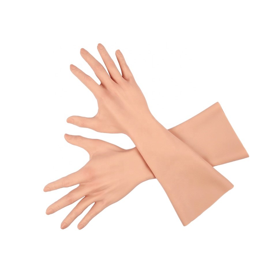 Realistic Durable Texture Fidelity Fake Hand Gloves Crossdressing Hand Sleeves for Breast Form Covering Scars for Webcast