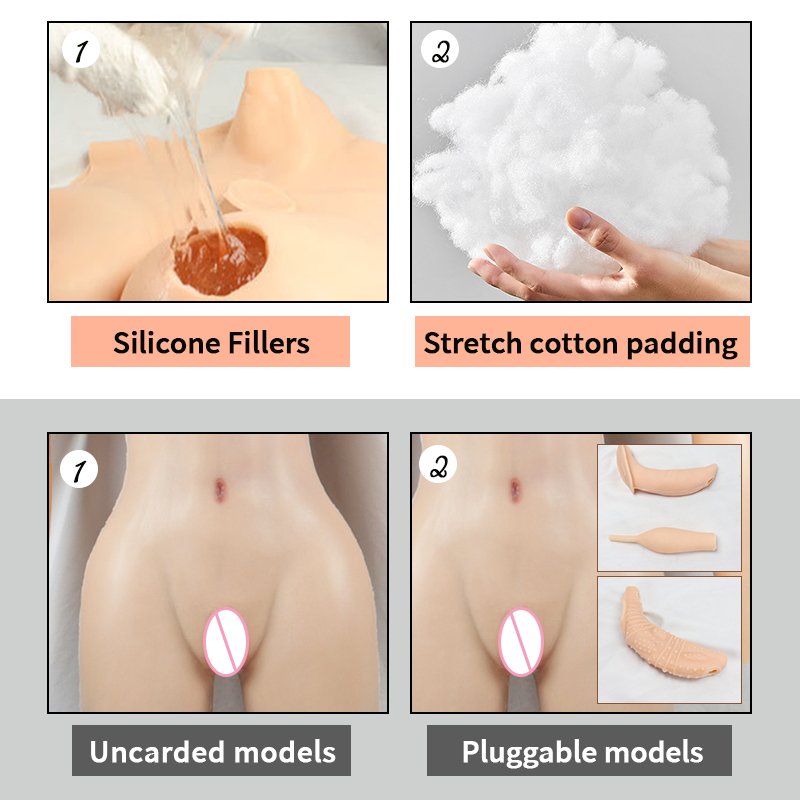 ONEFENG Silicone Boobs Meme Vagina Full Body Suit for Crossdresser Drag Queen Breast Form Buttocks Pad Breast Plate False Pussy