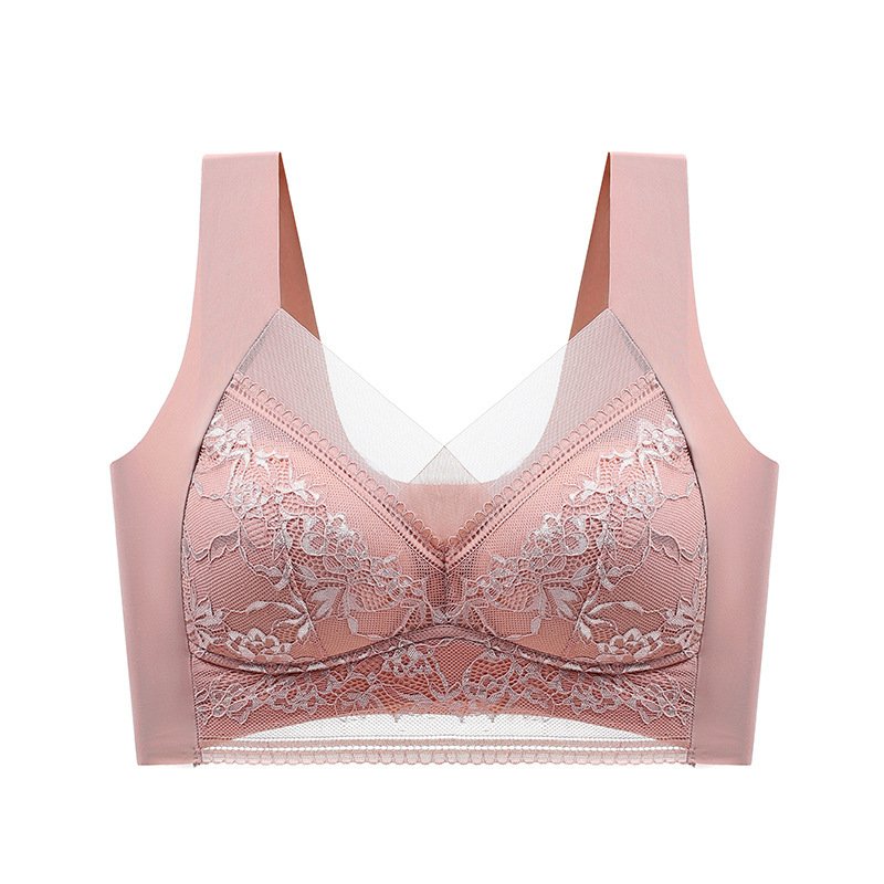 Wireless Lace Plus Size Bra Side Adjustable Push Up Anti-Supernumerary Breast Bras Nude Feel Seamless Underwear
