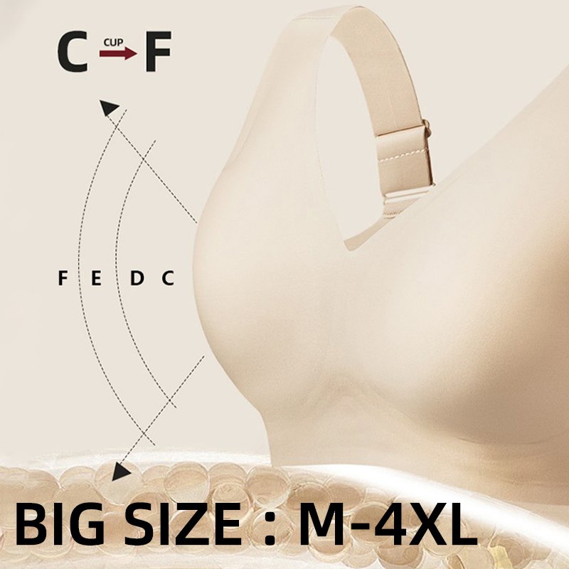 Seamless 4XL Plus size bra for big breasts push up V-Neck breast lift Leisure Bras for Women Shapewear underwear Gather support
