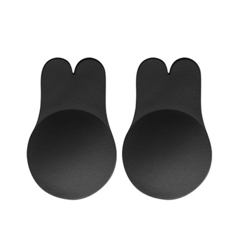 Soft Invisible Adhesive Reusable Nipple Cover Skin Black Breathable Rabbit Ears Breast Lift Tape Silicone Bra