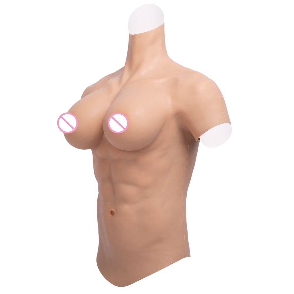 African Simulation Fake boobs Muscles suit Costume with false breast forms for crossdresser cosplay fake muscle suit silicone