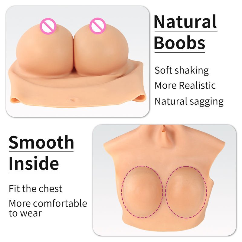 K-Cup Big Boobs Breast Silicone Breast With Navel Realistic Fake Boobs For Halloween Disguise Masquerade