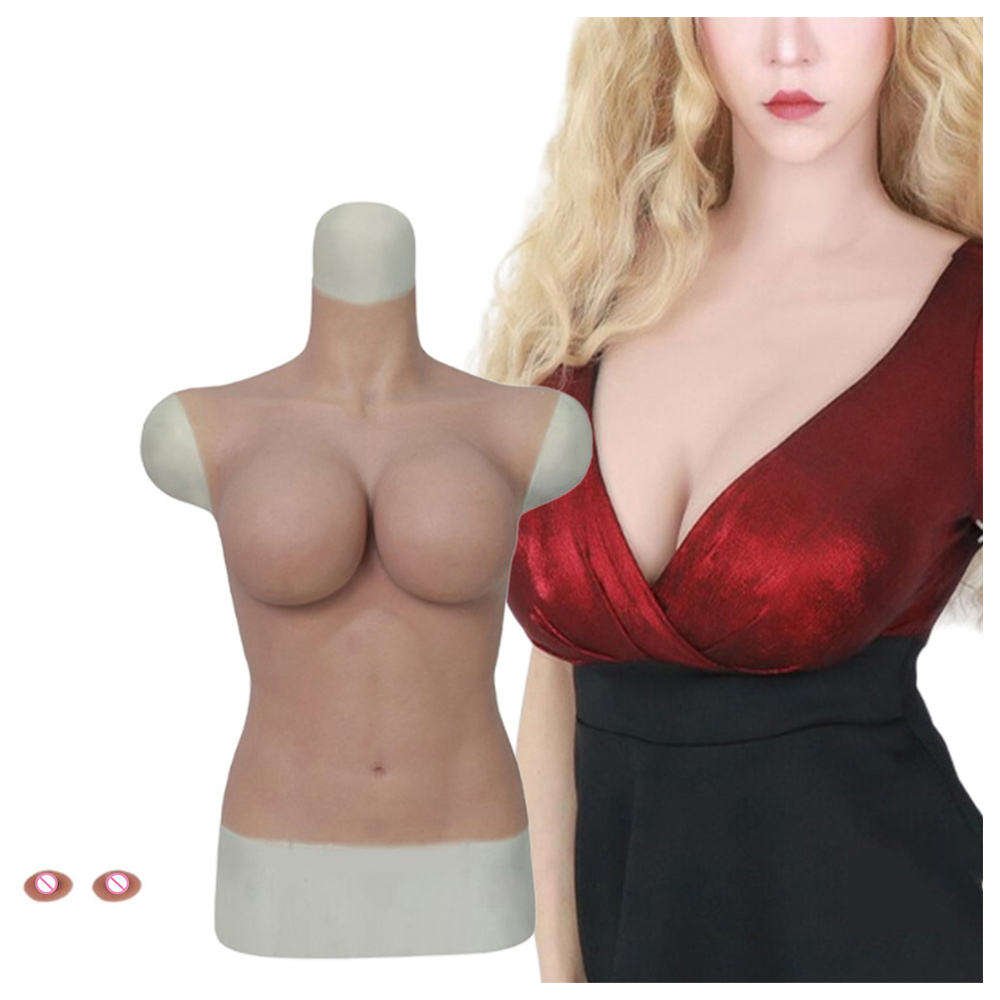 Detachable Nipple Solid G Cup Silicone Breast Form Female Crossdresser Shemale Huge Half Body Fake Boobs Realistic Boy Girl